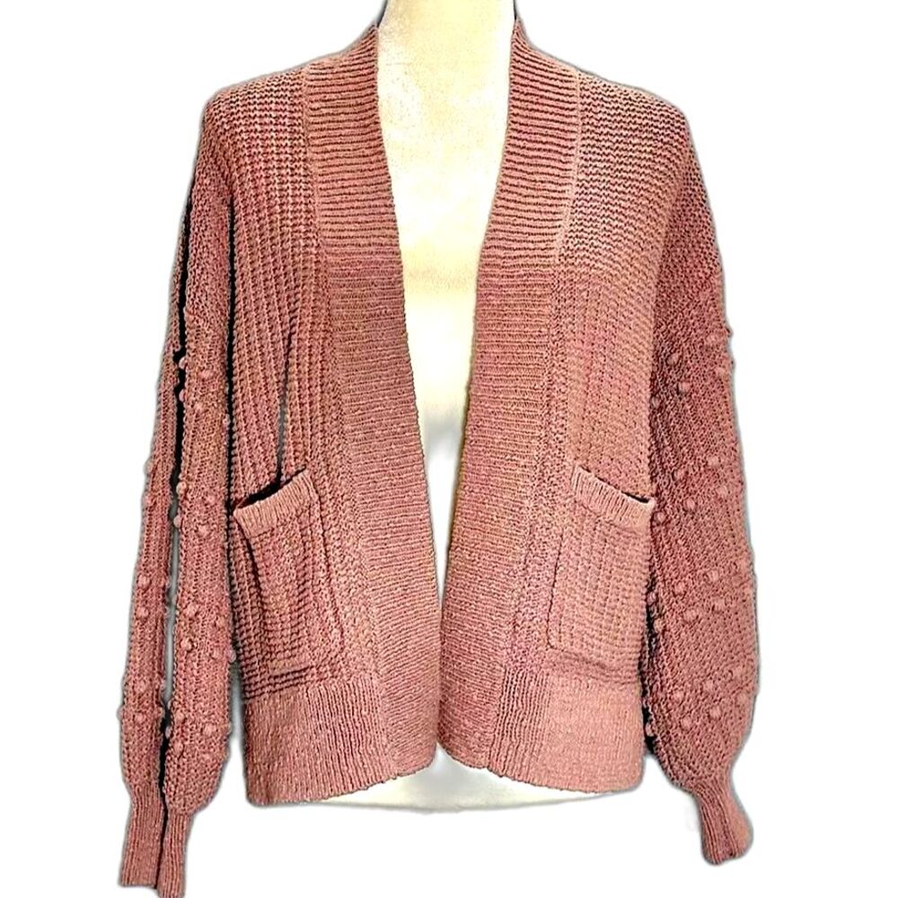 Madewell Bobble Chunky Cotton Cardigan with Balloon Sleeves Sz XS/S